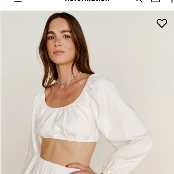 NWOT Reformation Yuli white long sleeve crop top - Picture 2 of 5